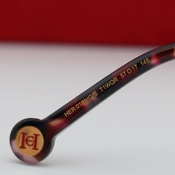 Carolina Herrera HER 0189/G/S T1W Cat Eye Sunglasses - Plum/Gold/Violet - Picture 6 of 11